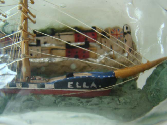 A Wonderful Antique Ship-in-a Bottle being lead into harbor by a pilot boat circa 1900 — image 5